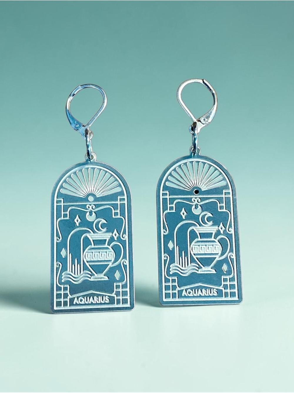 🆕 Aquarius Zodiac Laser Etched Earrings
